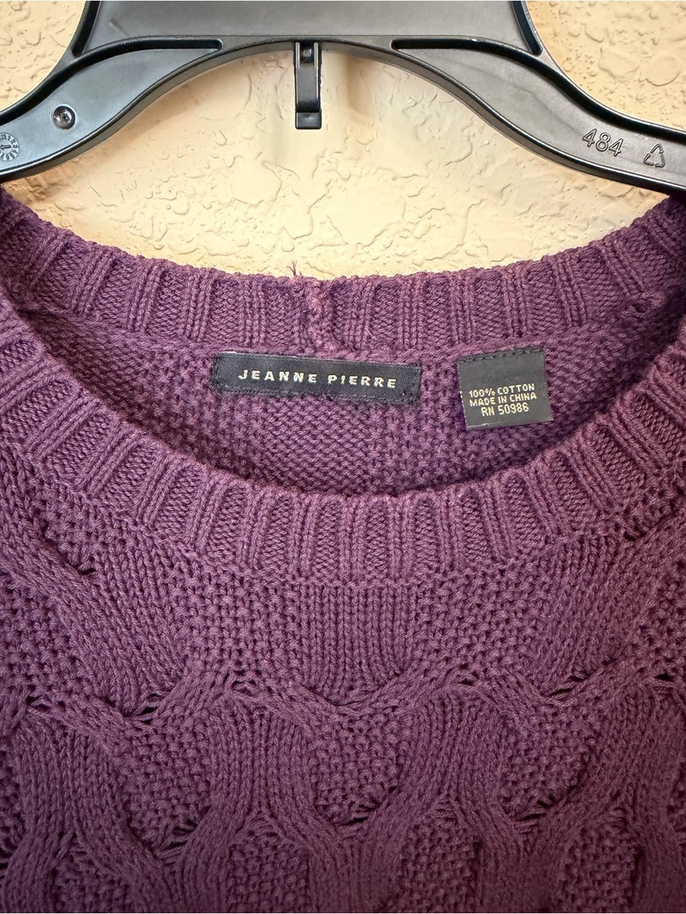 JEANNE PIERRE Cable Knit Sweater Mini Dress in Purple 100% Cotton - Picture 3 of 6